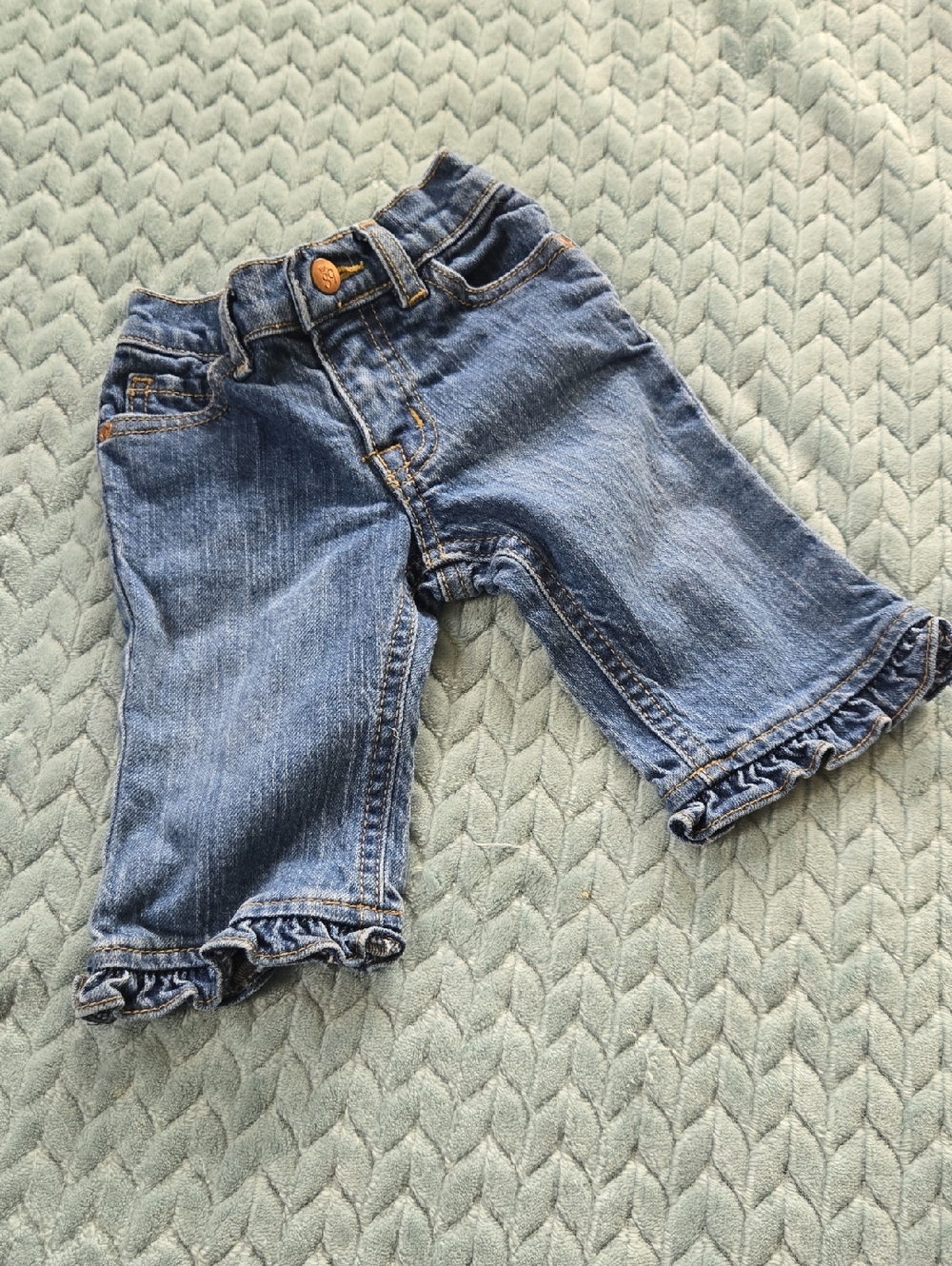 Children's Place Girls' Blue Denim Jeans with Ruffle Hem